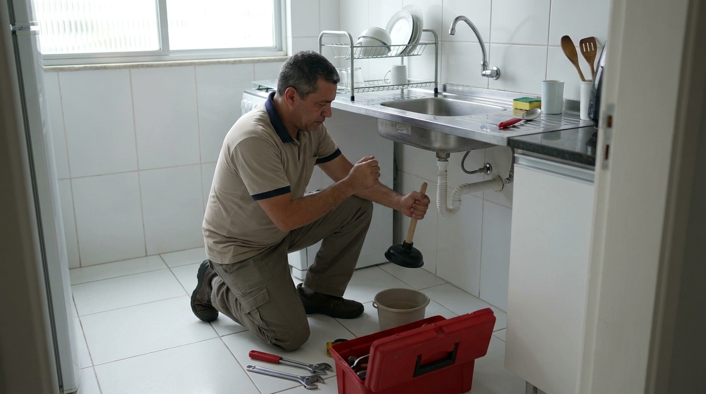 Desentupimento de pia residencial em Presidente Prudente‑SP
