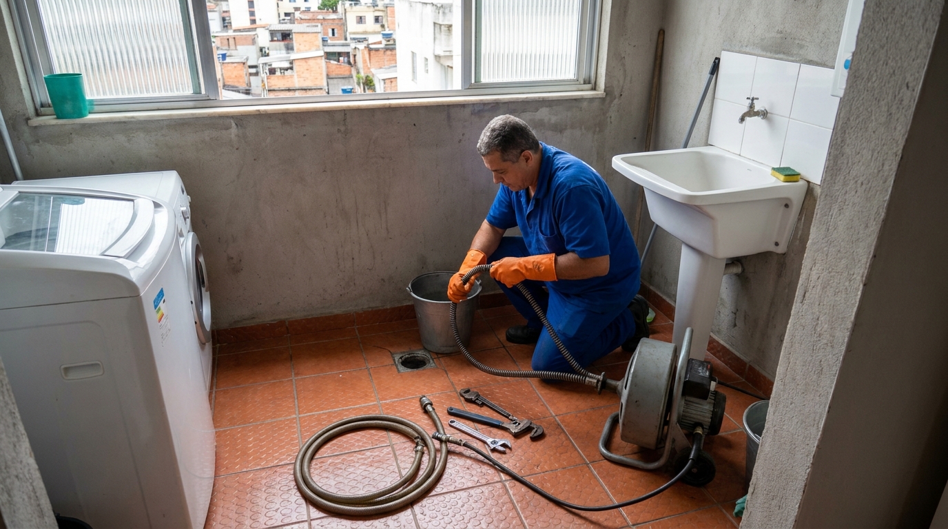 Desentupimento de ralo com equipamento em Presidente Prudente‑SP
