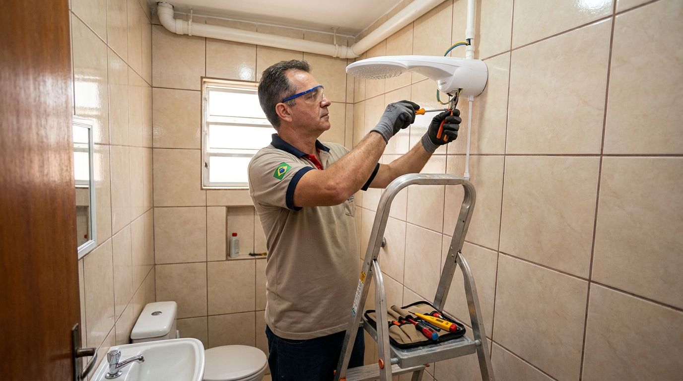 Instalação de chuveiro no banheiro em Presidente Prudente‑SP