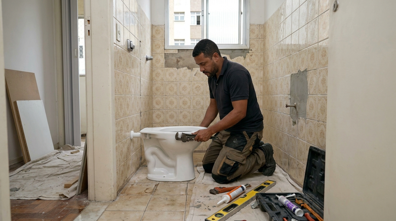 Instalação de vaso sanitário profissional em Presidente Prudente‑SP